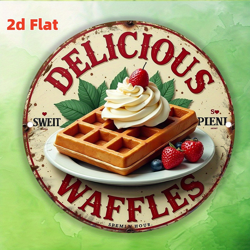 Waffle Iron Belgian - 2D Flat, Vintage Belgian Waffle Wall
