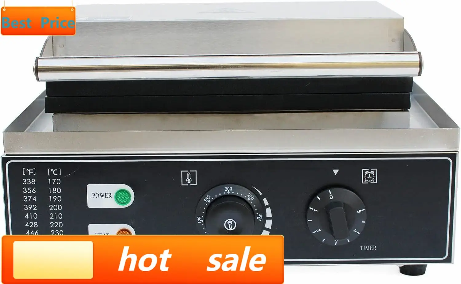 Waffle Iron Belgian - Commercial Square Waffle Maker, 10 Grids